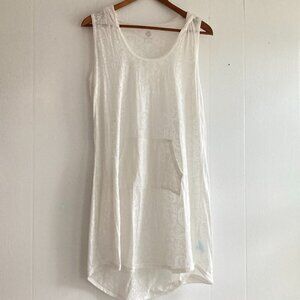 Balance Cover up Collection White Semi Sheer Damask Tunic Hooded XL
